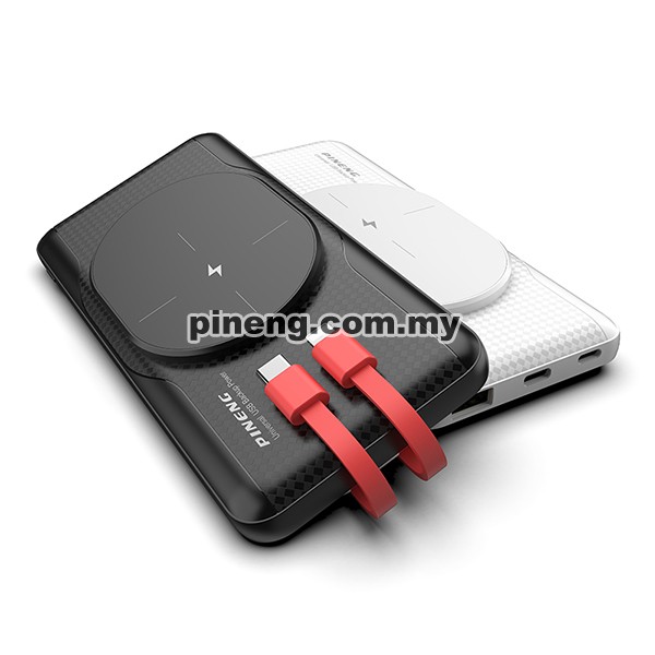PINENG PN-853PD 10000mAh PD/QC 3.0 20W Built-In Cables Wireless Power Bank - Black PINENG PN-853PD 10000mAh PD/QC 3.0 20W Built-In Cables Wireless Power Bank - Black