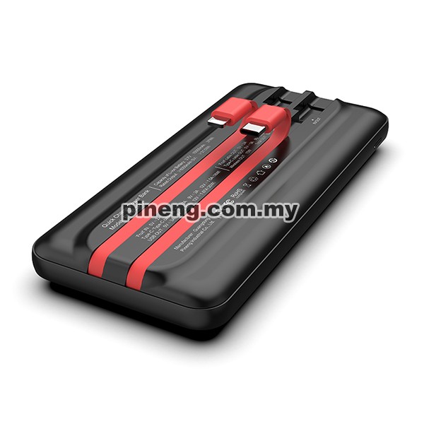 PINENG PN-853PD 10000mAh PD/QC 3.0 20W Built-In Cables Wireless Power Bank - Black PINENG PN-853PD 10000mAh PD/QC 3.0 20W Built-In Cables Wireless Power Bank - Black