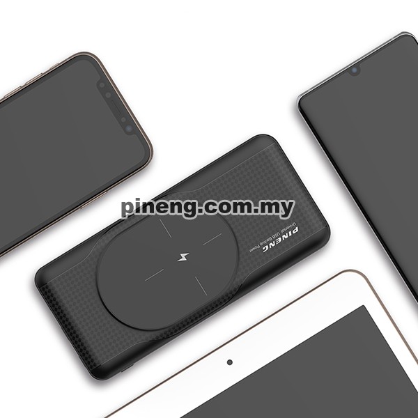 PINENG PN-853PD 10000mAh PD/QC 3.0 20W Built-In Cables Wireless Power Bank - Black PINENG PN-853PD 10000mAh PD/QC 3.0 20W Built-In Cables Wireless Power Bank - Black