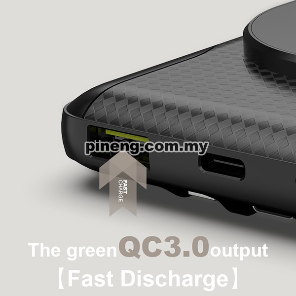 PINENG PN-853PD 10000mAh PD/QC 3.0 20W Built-In Cables Wireless Power Bank - Black PINENG PN-853PD 10000mAh PD/QC 3.0 20W Built-In Cables Wireless Power Bank - Black