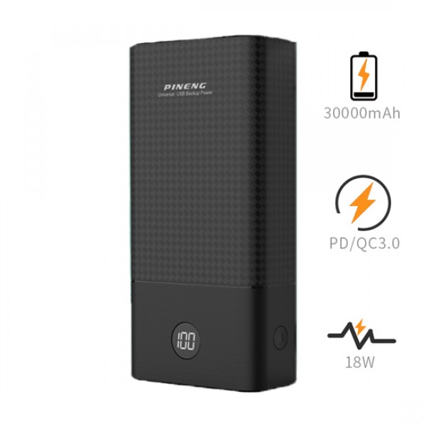 PINENG PN-899PD 30000mAh QC 3.0 / PD 3.0 Power Bank - Black