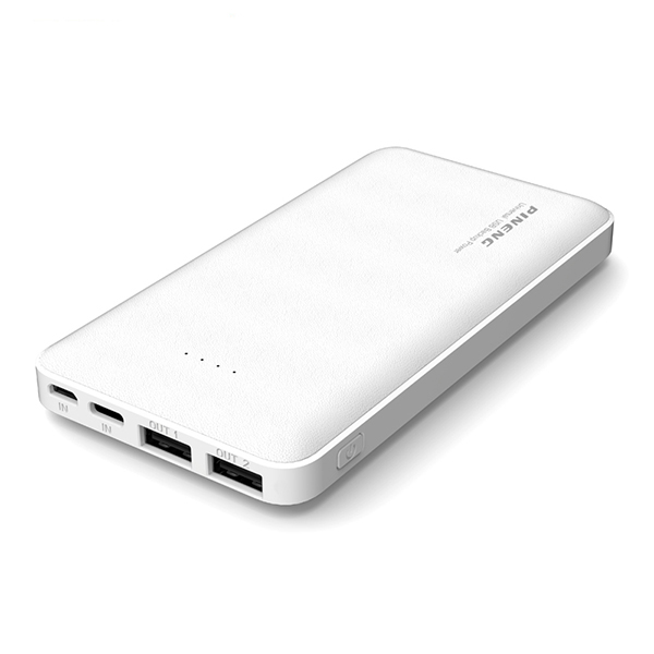 PINENG PN-916 10000mAh 3 Input Lithium Polymer Power Bank - White