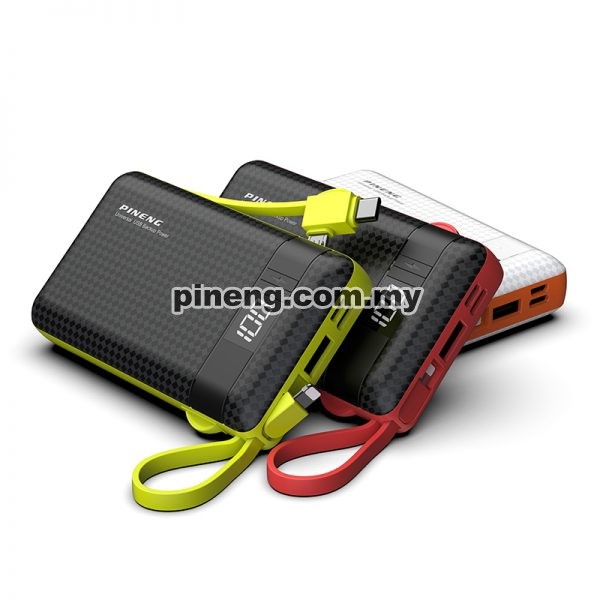 PINENG PN-950 10000mAh Built-In 2 Cable Lithium Polymer Power Bank - White PINENG PN-950 10000mAh Built-In 2 Cable Lithium Polymer Power Bank - White