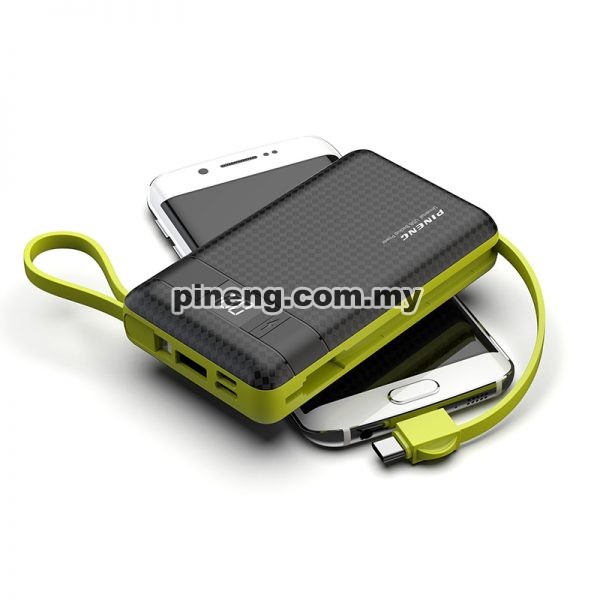 PINENG PN-950 10000mAh Built-In 2 Cable Lithium Polymer Power Bank - White PINENG PN-950 10000mAh Built-In 2 Cable Lithium Polymer Power Bank - White