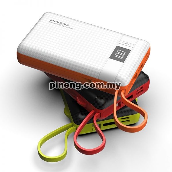 PINENG PN-950 10000mAh Built-In 2 Cable Lithium Polymer Power Bank - White PINENG PN-950 10000mAh Built-In 2 Cable Lithium Polymer Power Bank - White