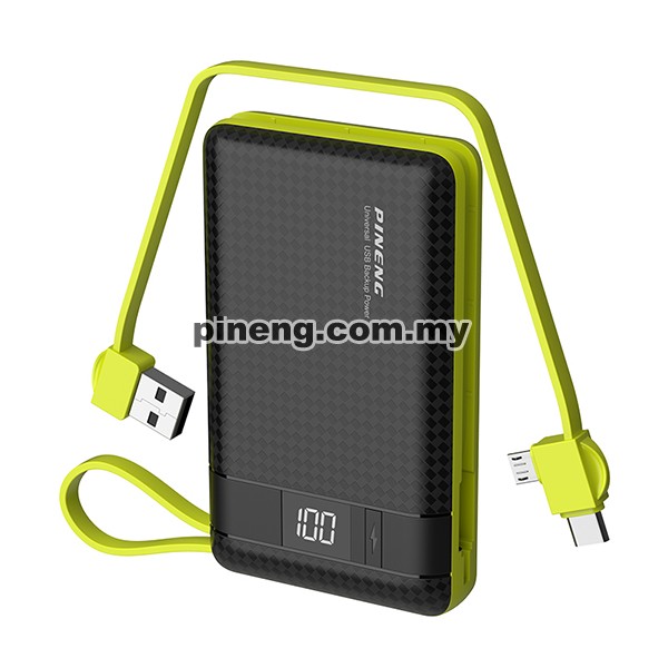 PINENG PN-950 10000mAh Built-In 2 Cable Lithium Polymer Power Bank - White PINENG PN-950 10000mAh Built-In 2 Cable Lithium Polymer Power Bank - White