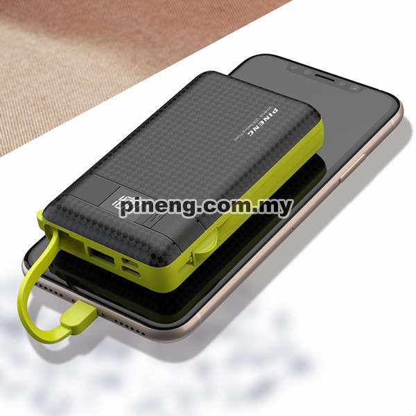 PINENG PN-950 10000mAh Built-In 2 Cable Lithium Polymer Power Bank - White PINENG PN-950 10000mAh Built-In 2 Cable Lithium Polymer Power Bank - White
