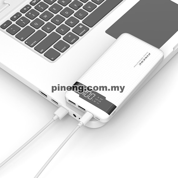 PINENG PN-961 10000mAh 3 Input Quick Charge 3.0 Lithium Polymer Power Bank - White