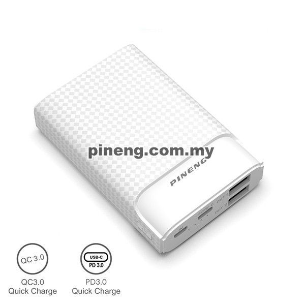 PINENG PN-986 10000mAh Quick Charge 3.0 Type-C PD Power Bank - White