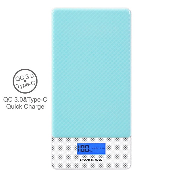 PINENG PN-993 10000mAh Quick Charge 3.0 Type C Polymer Power Bank - Blue
