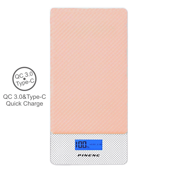 PINENG PN-993 10000mAh Quick Charge 3.0 Type C Polymer Power Bank - Pink