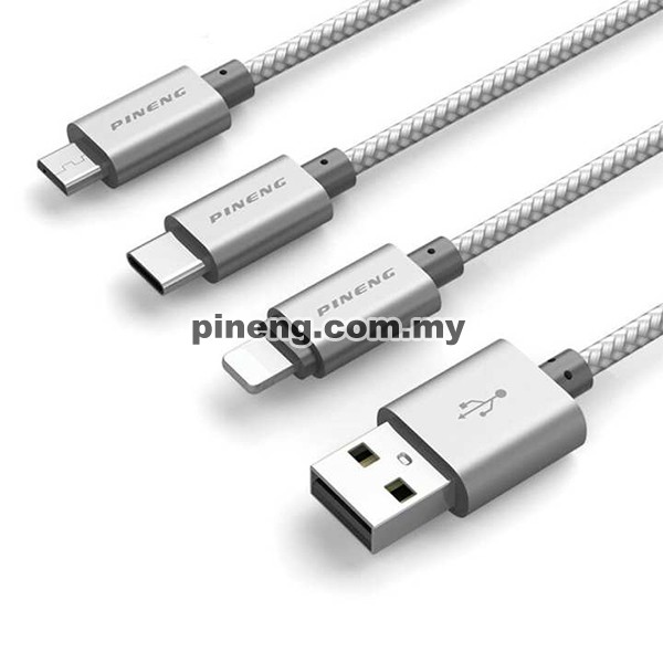 PINENG PN-317 3 in 1 Micro USB + Lightning + Type C High Speed Data Charging Cable