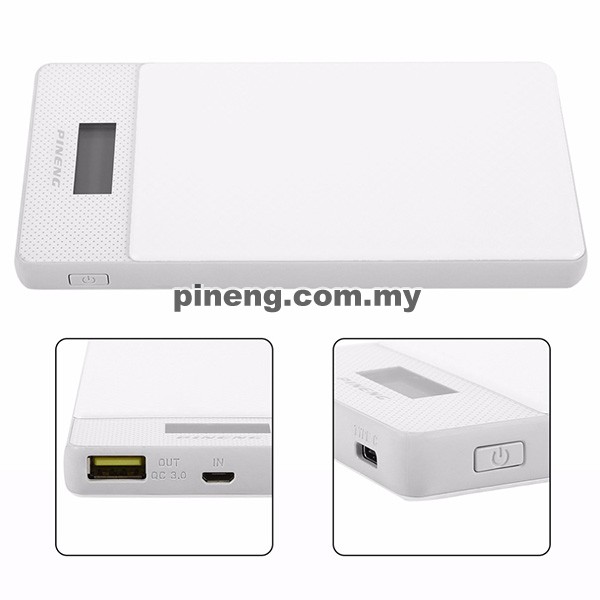 PINENG PN-993 10000mAh Quick Charge 3.0 Type C Polymer Power Bank - White